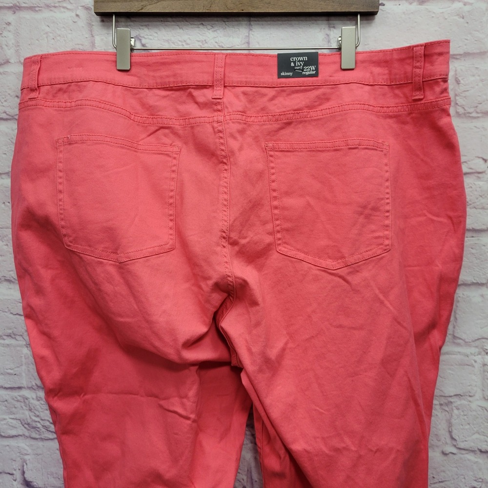 NEW Crown &‎ Ivy Curvy 22W Coral Pink Skinny Jeans Stretch Denim Preppy Casual - Picture 6 of 9